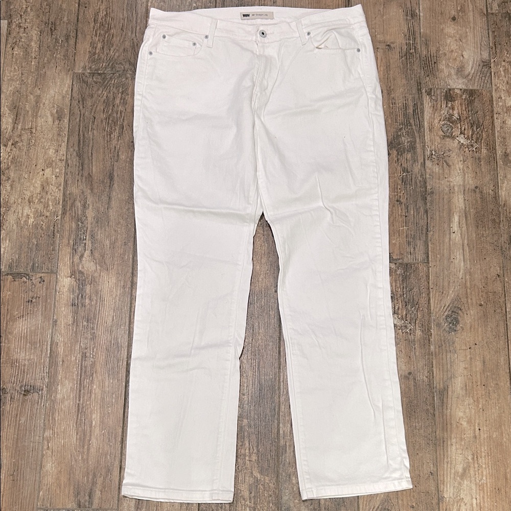 Levi's White 505 Straight Leg Jeans